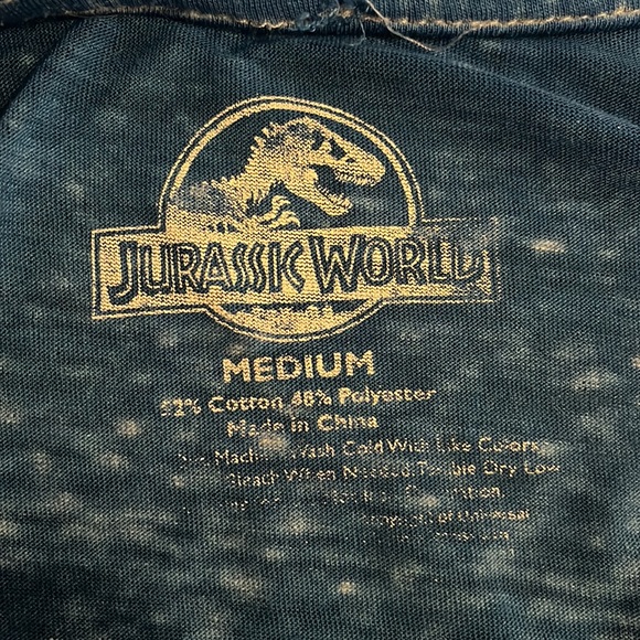 Jurassic World Vintage Tee. Size M Blue with large decal on front. - Picture 6 of 6